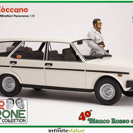 Furio i FIAT 131 Panorama Figurka z żywicy 1:18 Carlo Verdone Biało-czerwony i Verdone