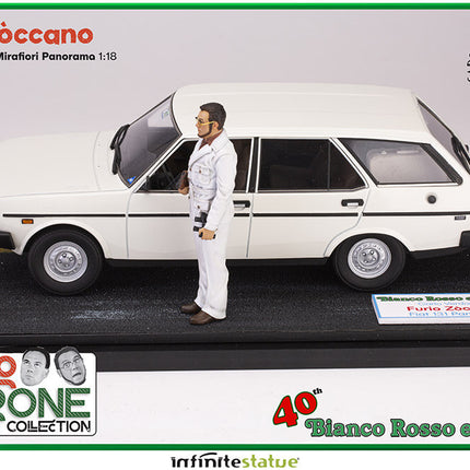 Furio e FIAT 131 Panorama Statuetta in Resina 1:18 Carlo Verdone Bianco Rosso e Verdone